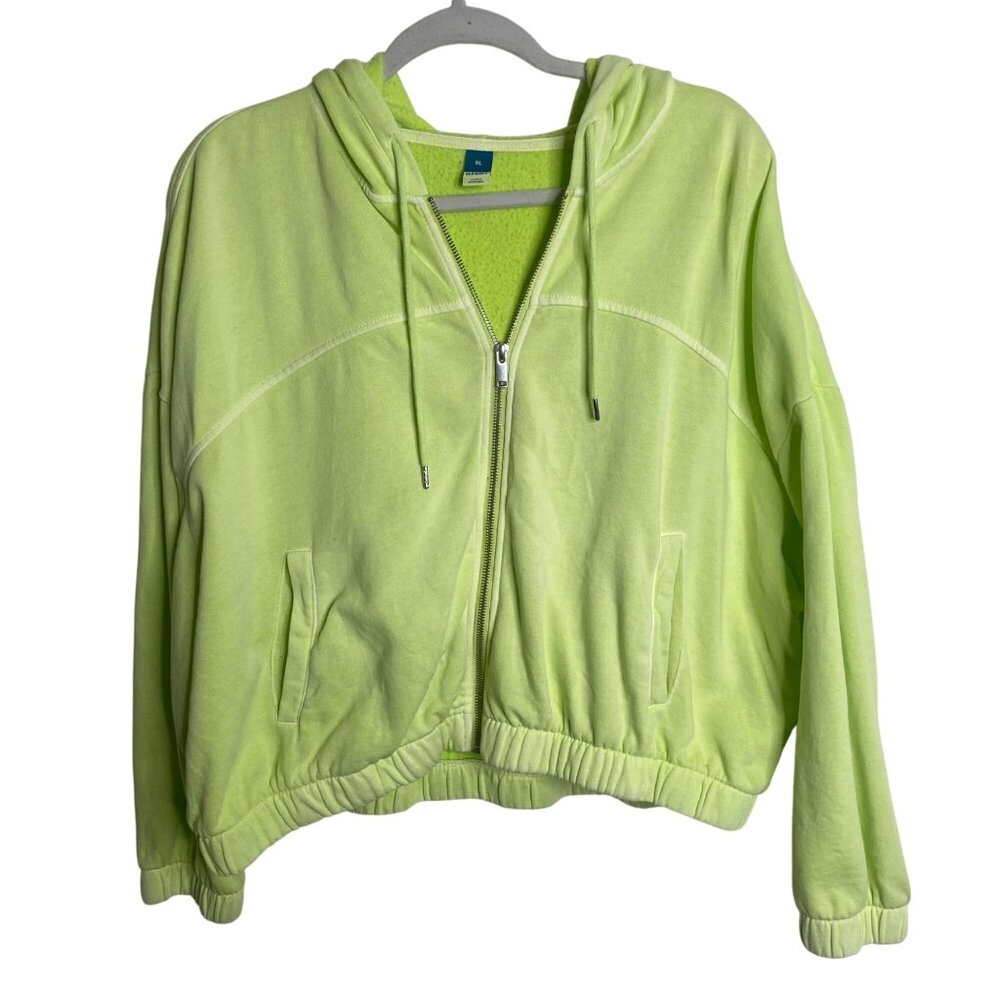 Old Navy‎ Zip Hoodie Jacket XL Neon Lime Green Boxy